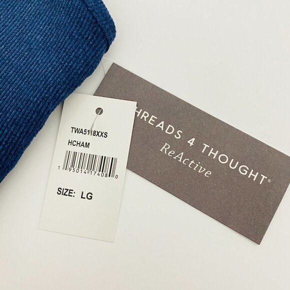 Threads 4 Thought Kensi Ribbed Tank Style Sports Bra in Blue, Size Large - Picture 8 of 10